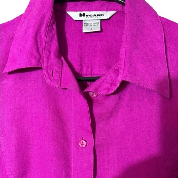 Nygard Womens Linen Button‎ Up Top Blouse Size 8 Beachy Lagom Embroidered Floral - Picture 3 of 9